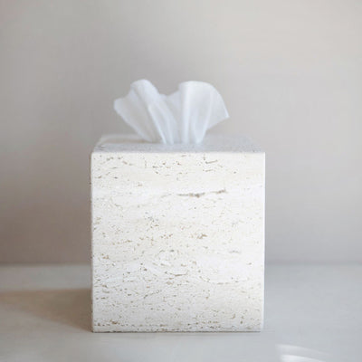 Hand-carved Travertine Tissue Box Cover