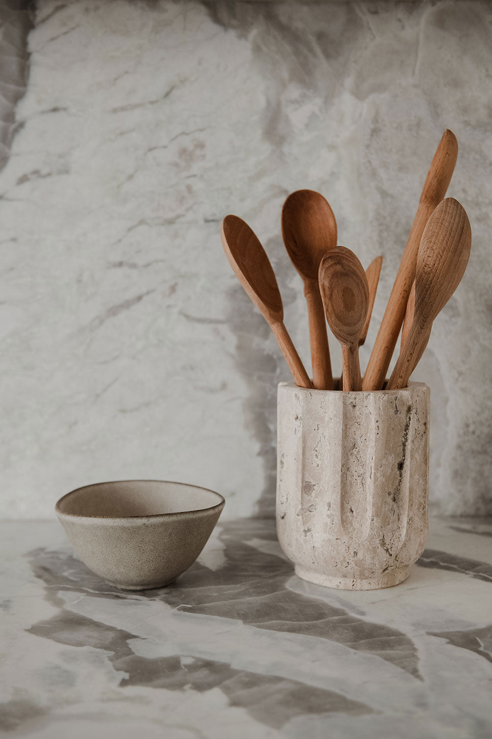 Fluted Travertine Vessel