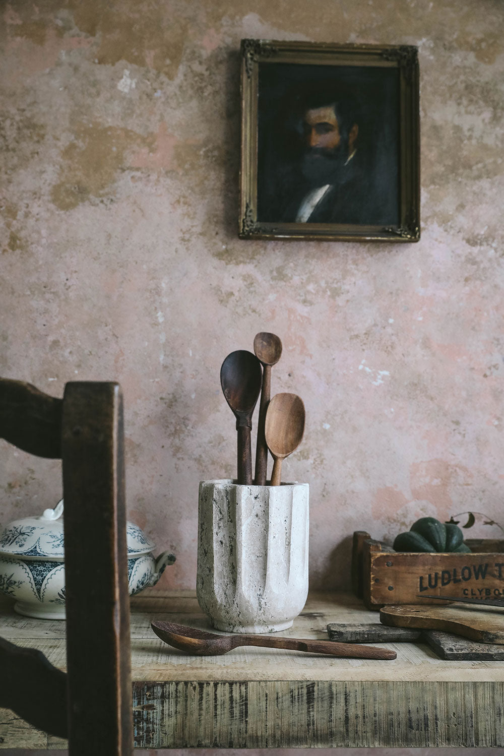 Fluted Travertine Vessel