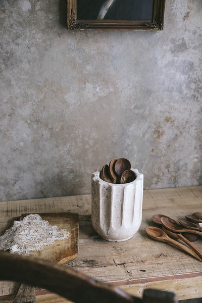 Fluted Travertine Vessel