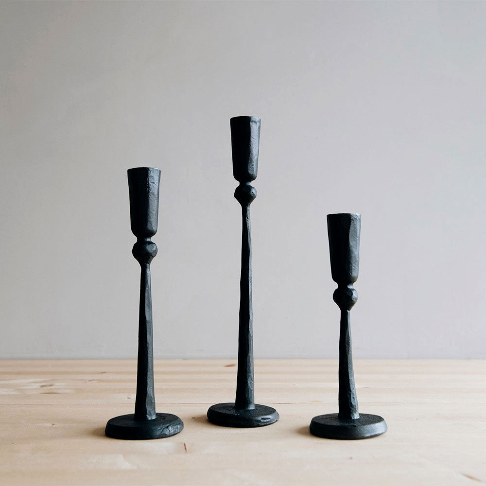 Hand-Forged Iron Candlestick Set