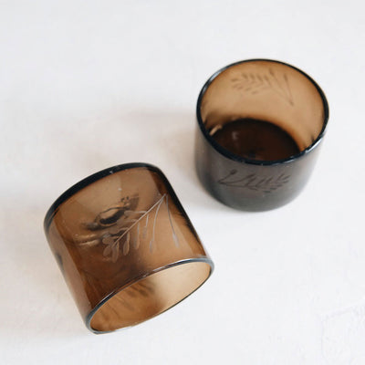 Hand-etched Short Tumbler - Umber