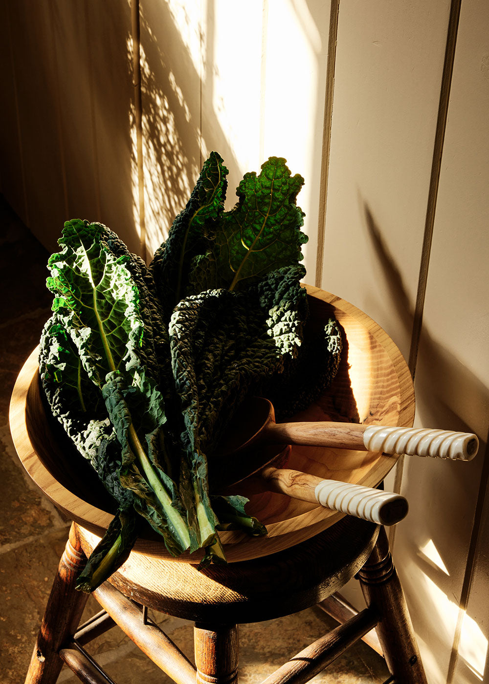 Spiral Handle Olive Wood Salad Servers