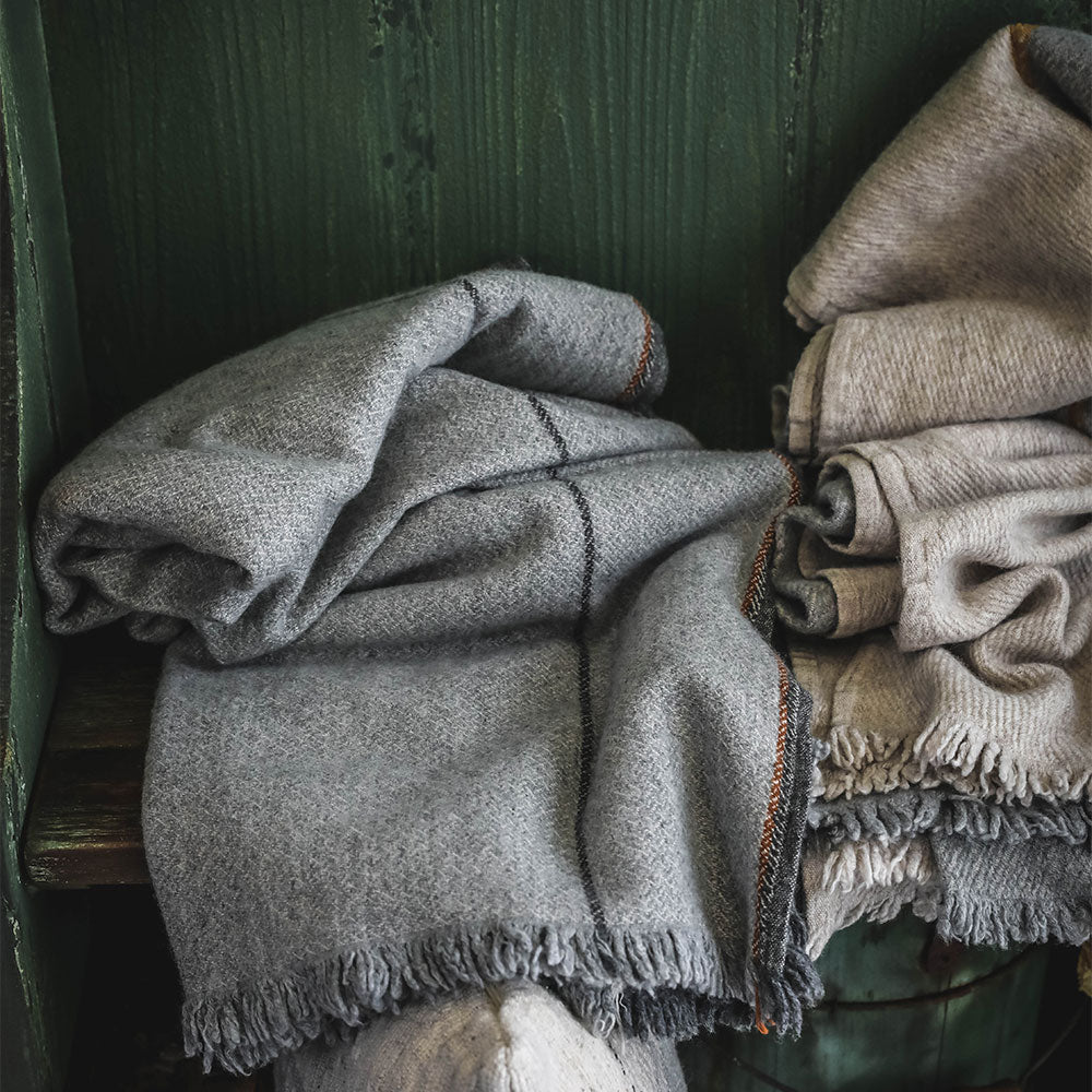 Wool Blend Throw - Grey