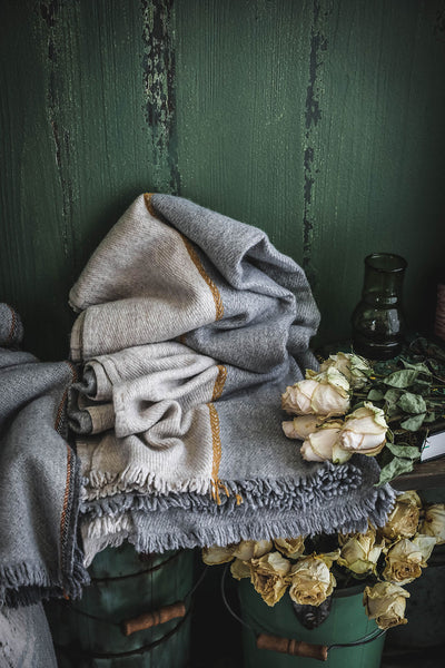 Wool Blend Throw - Natural & Grey