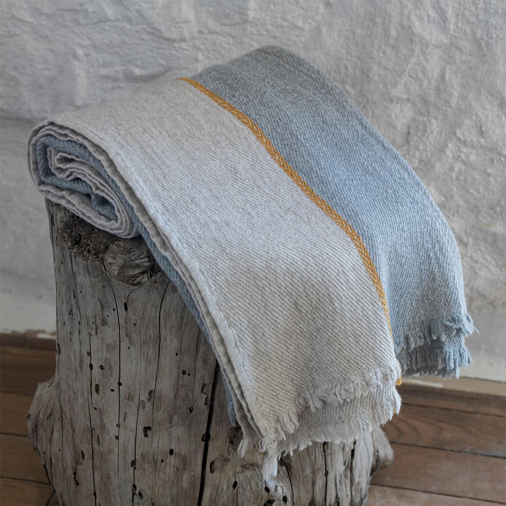 Wool Blend Throw - Natural & Grey