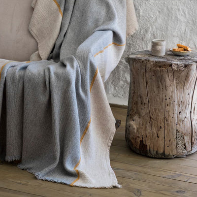 Wool Blend Throw - Natural & Grey