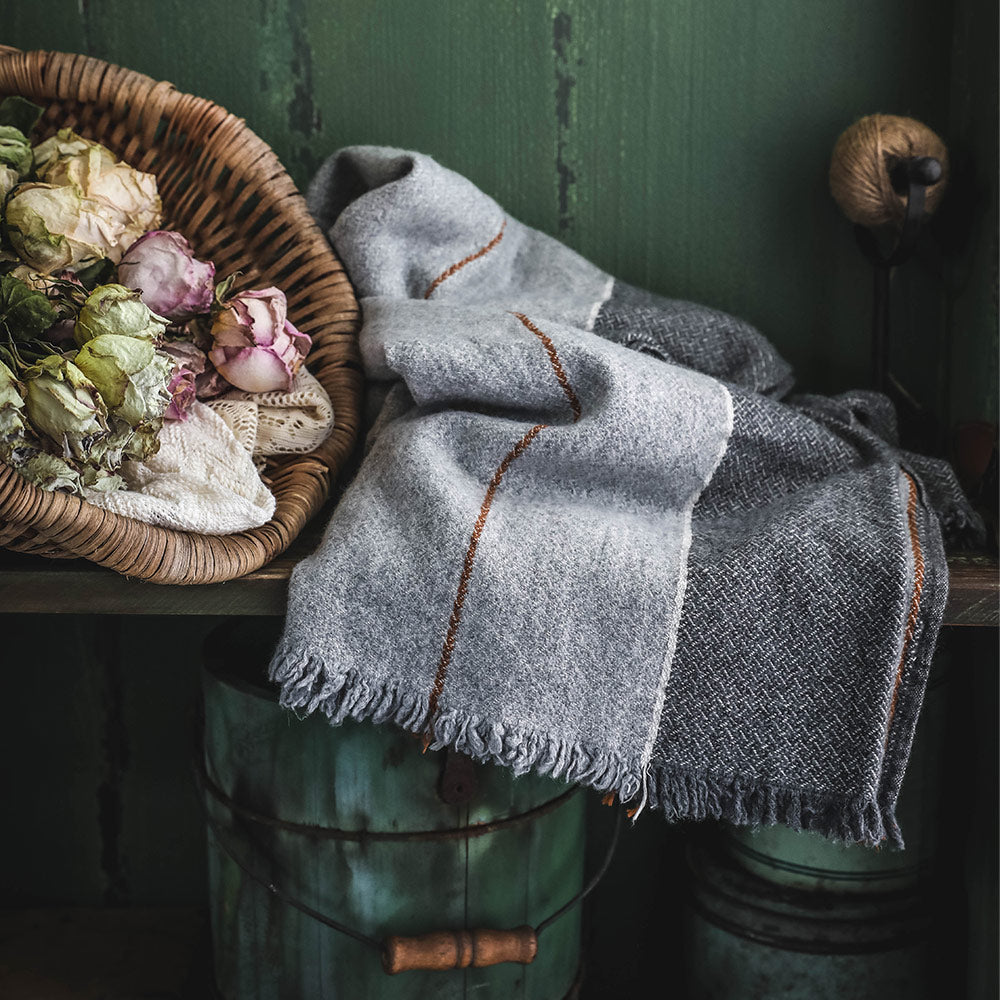 Wool Blend Throw - Grey