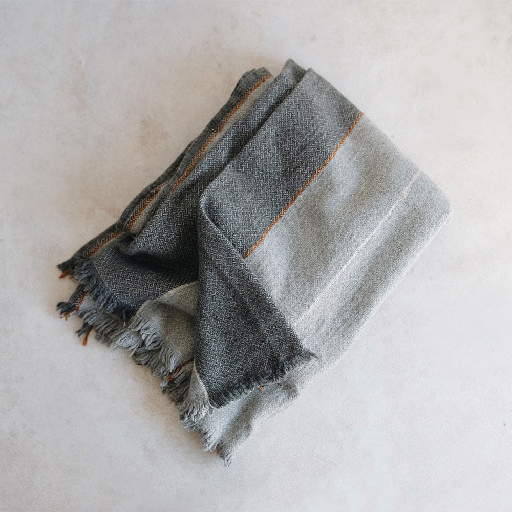 Wool Blend Throw - Grey