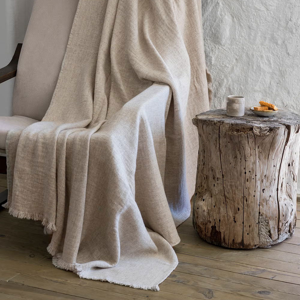 Wool Blend Throw - Natural