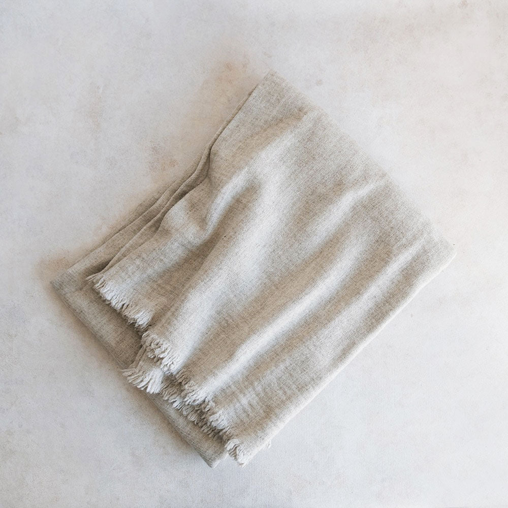 Wool Blend Throw - Natural