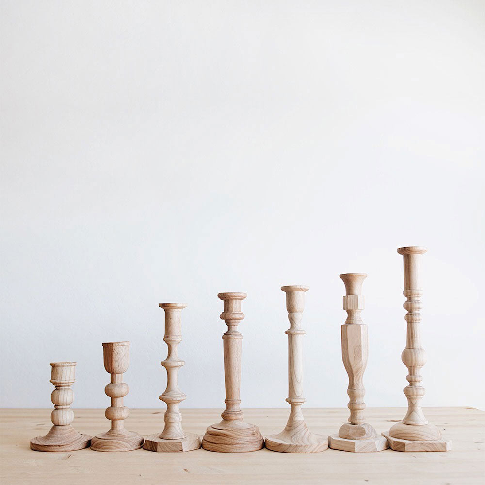 Aglow Wooden Candlesticks