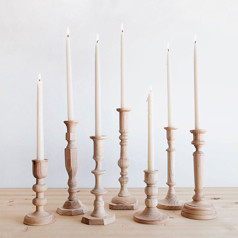 Aglow Wooden Candlesticks