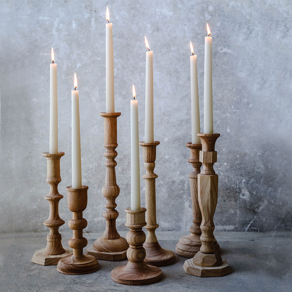 Aglow Wooden Candlesticks