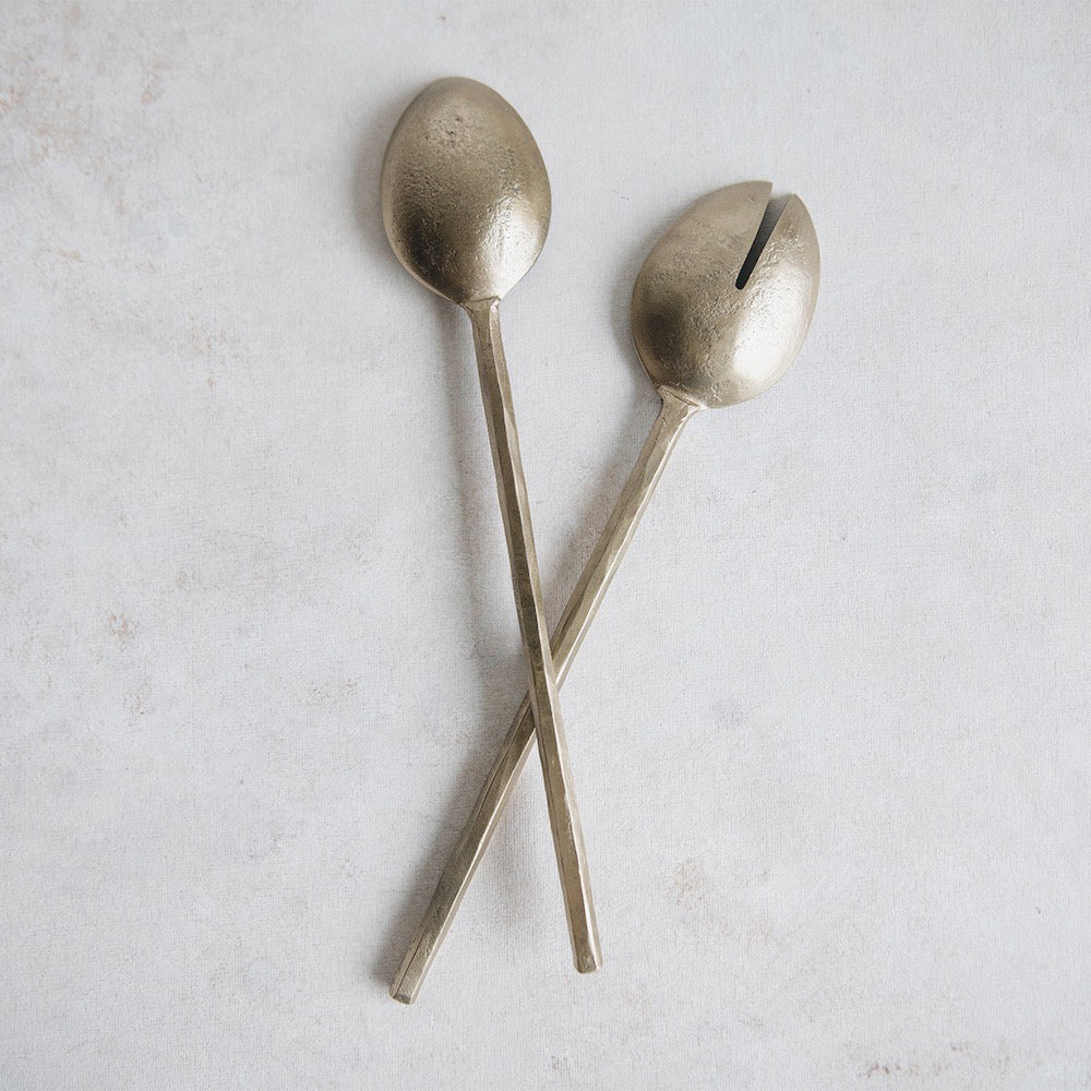 Rustic Brass Serving Utensil Set