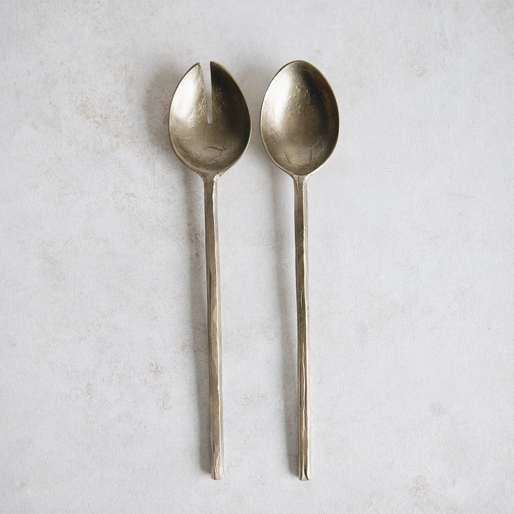 Rustic Brass Serving Utensil Set