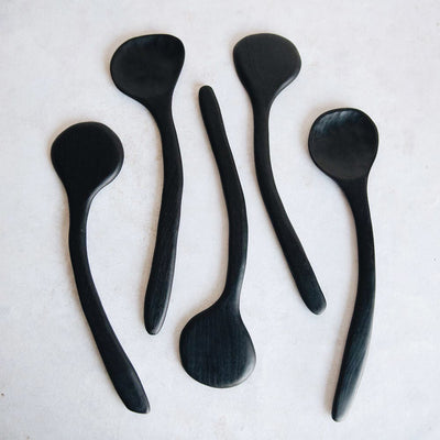 Flat Black Hand Carved Spoon