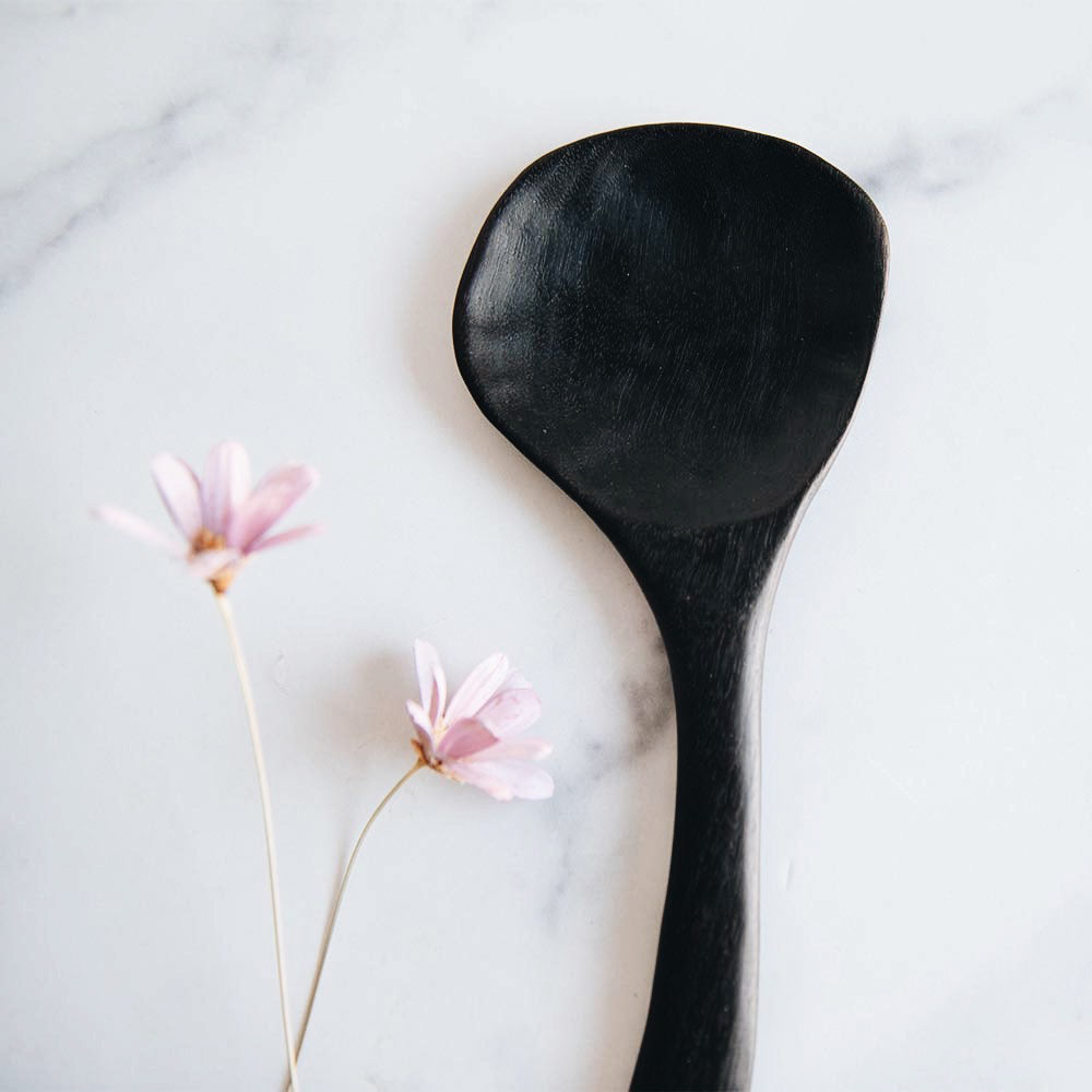 Flat Black Hand Carved Spoon