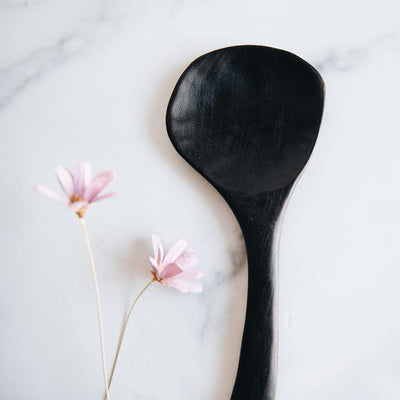 Flat Black Hand Carved Spoon