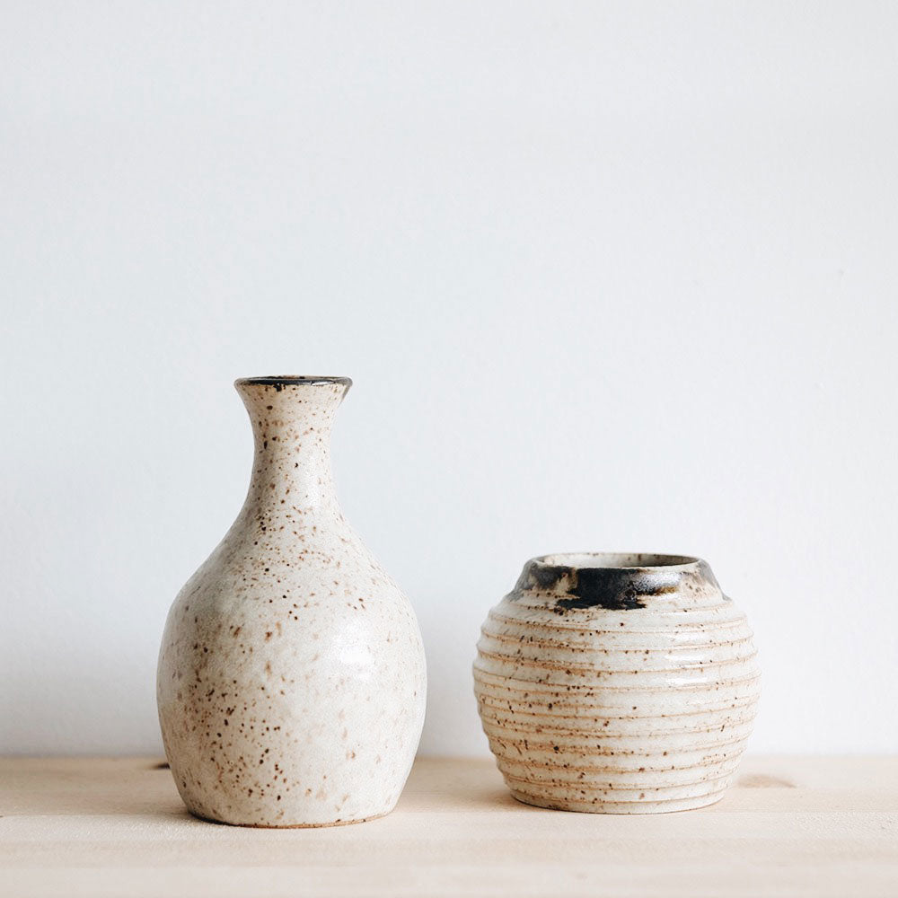 Brown Stoneware Bud Vase