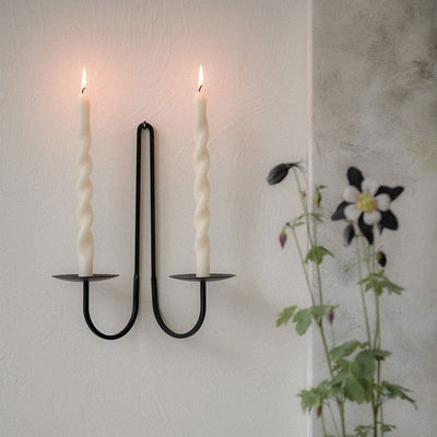 Hand Forged Iron Candle Holder - Double Arm