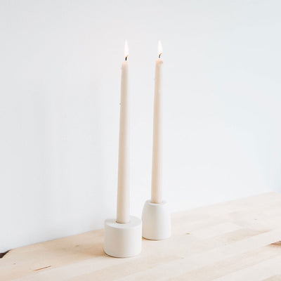 Ceramic Taper Candle Block Set - White