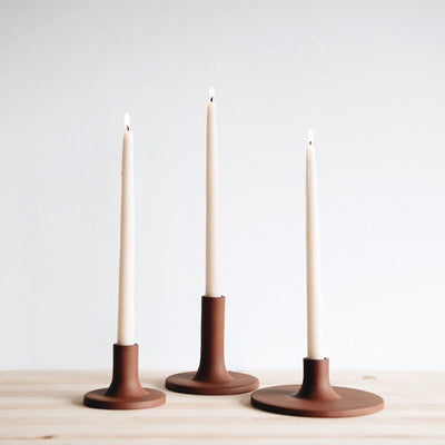 Ceramic Taper Candlestick - Wide - Earth