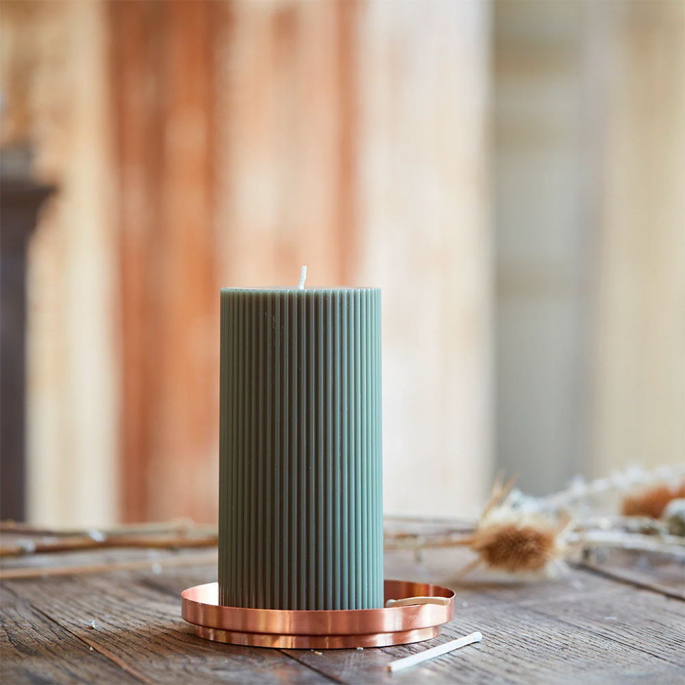 Ribbed Pillar Candle