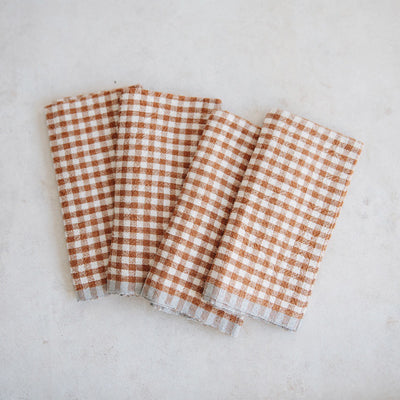 Gingham Linen Napkin Set - Cinnamon