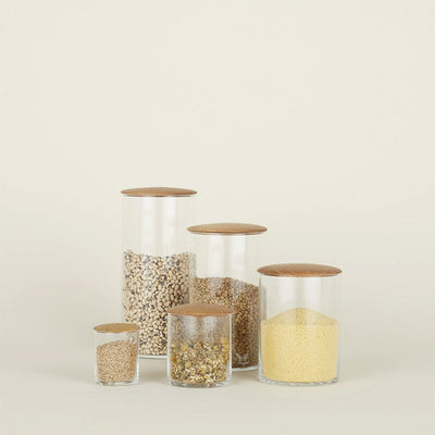 Glass & Oak Storage Canister