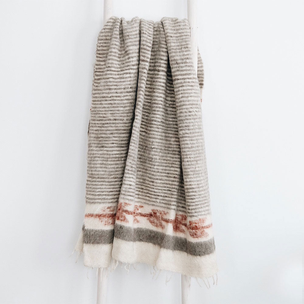 Hand-Loomed Blanket - Grey/Cayenne