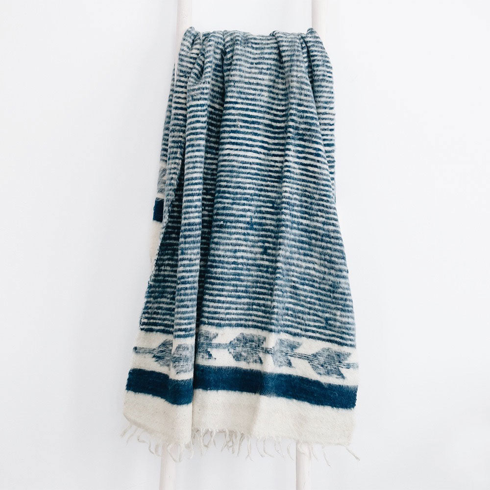 Hand-Loomed Blanket - Indigo