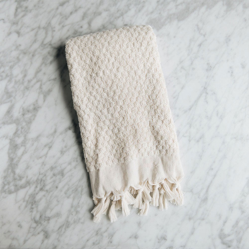 Hand-loomed Turkish Cotton Towel - Natural Dots