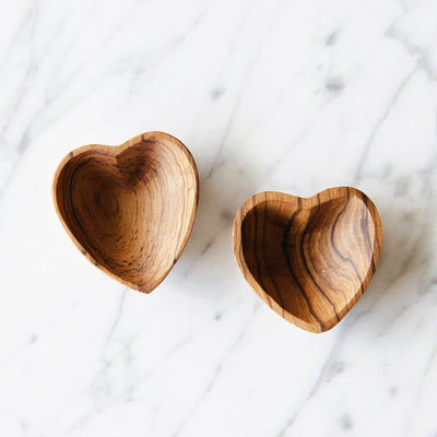 Wild Olive Wood Mini Heart Dish Set