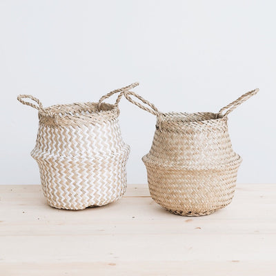 Mini Belly Basket - White Zigzag