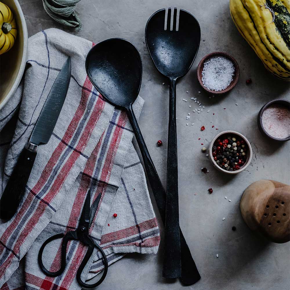 Rustic Hand Forged Serving Utensil Set