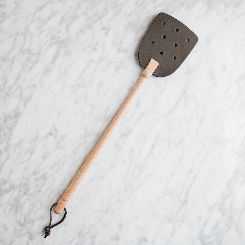 Beechwood and Leather Fly Swatter