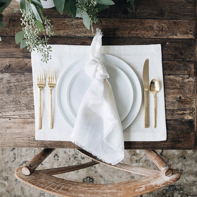 Fringed Linen Napkin Set