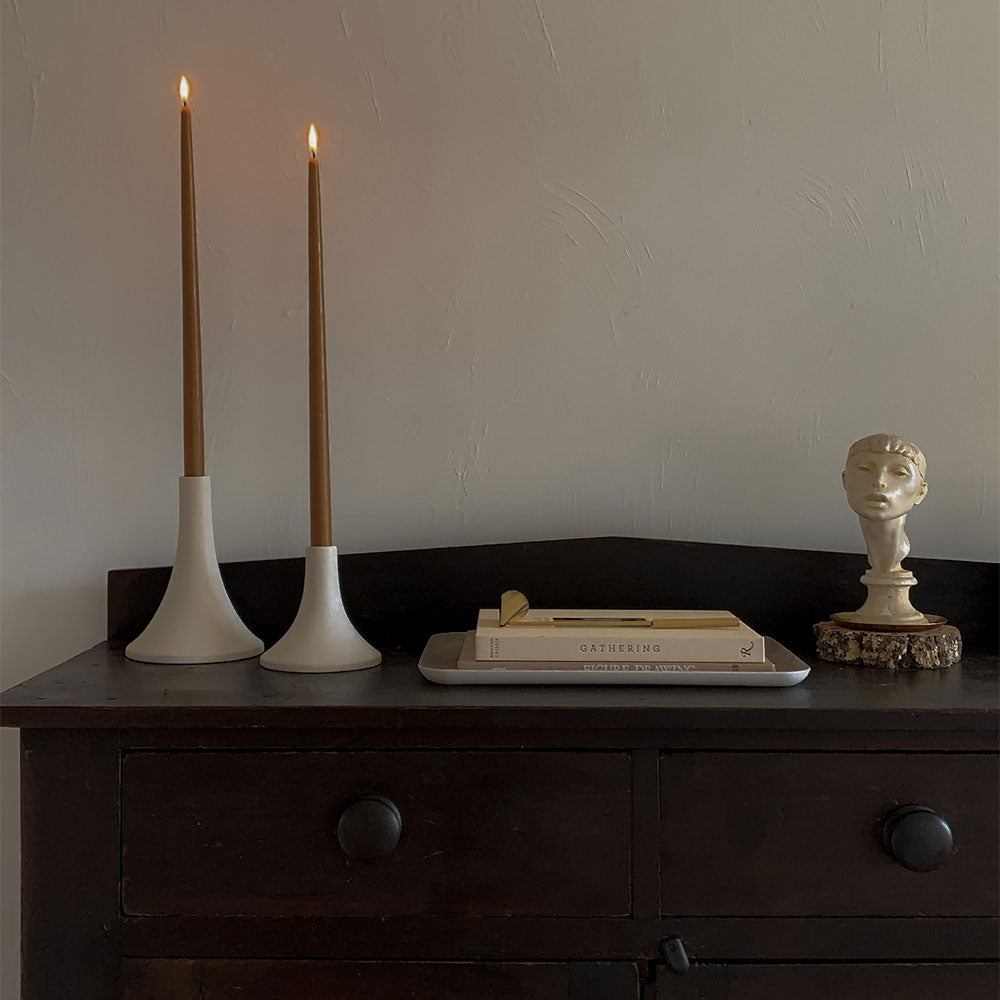 Grand Ceramic Taper Candlestick - White