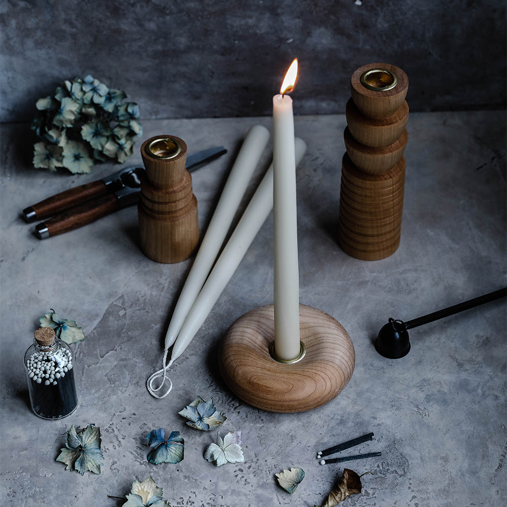 Round Maple Candle Holder