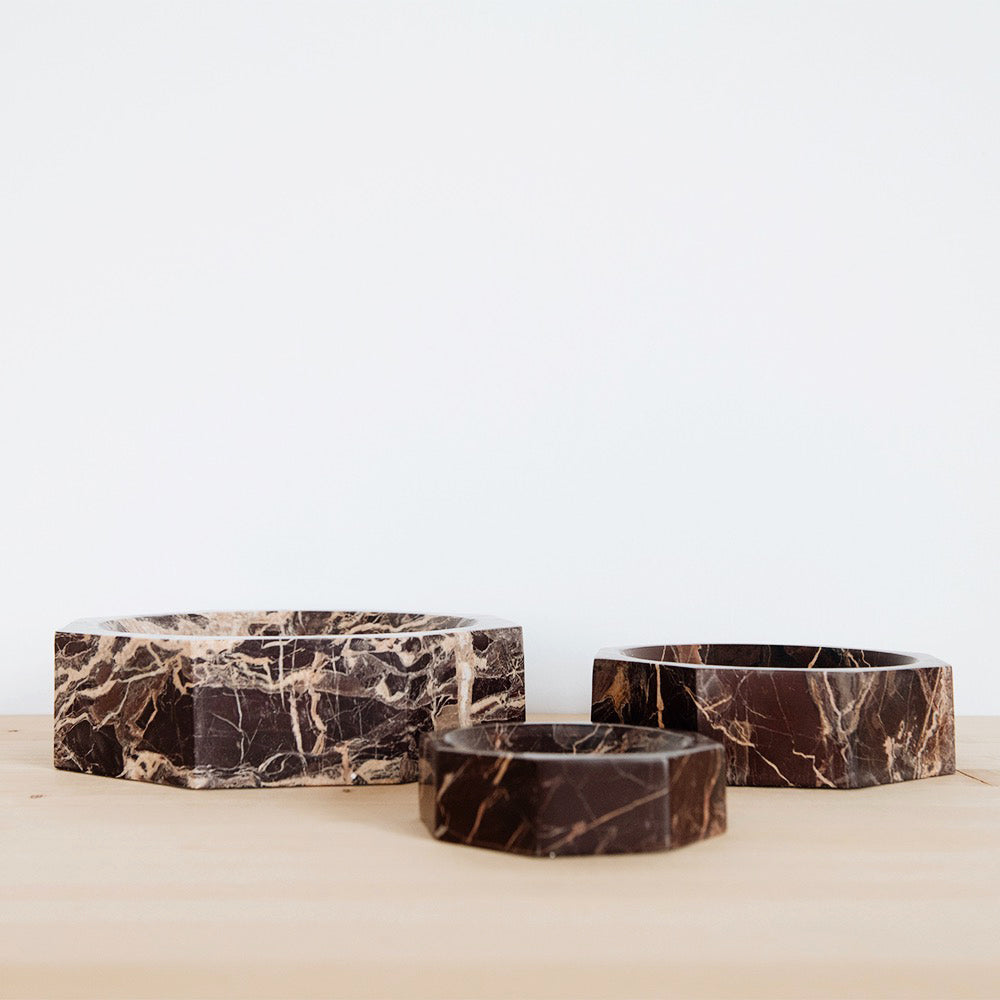 Red Marble Octagon Bowl