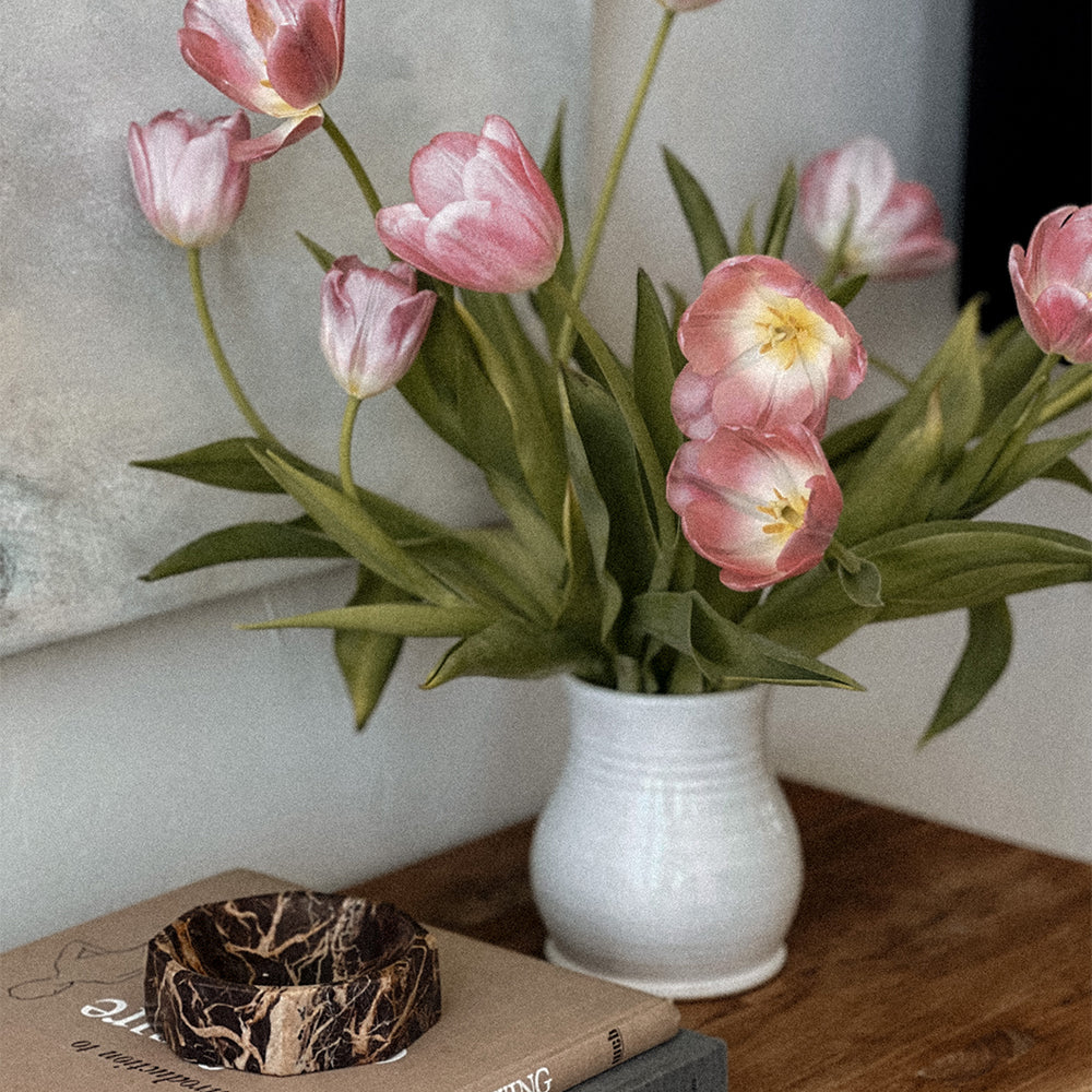 Red Marble Octagon Bowl