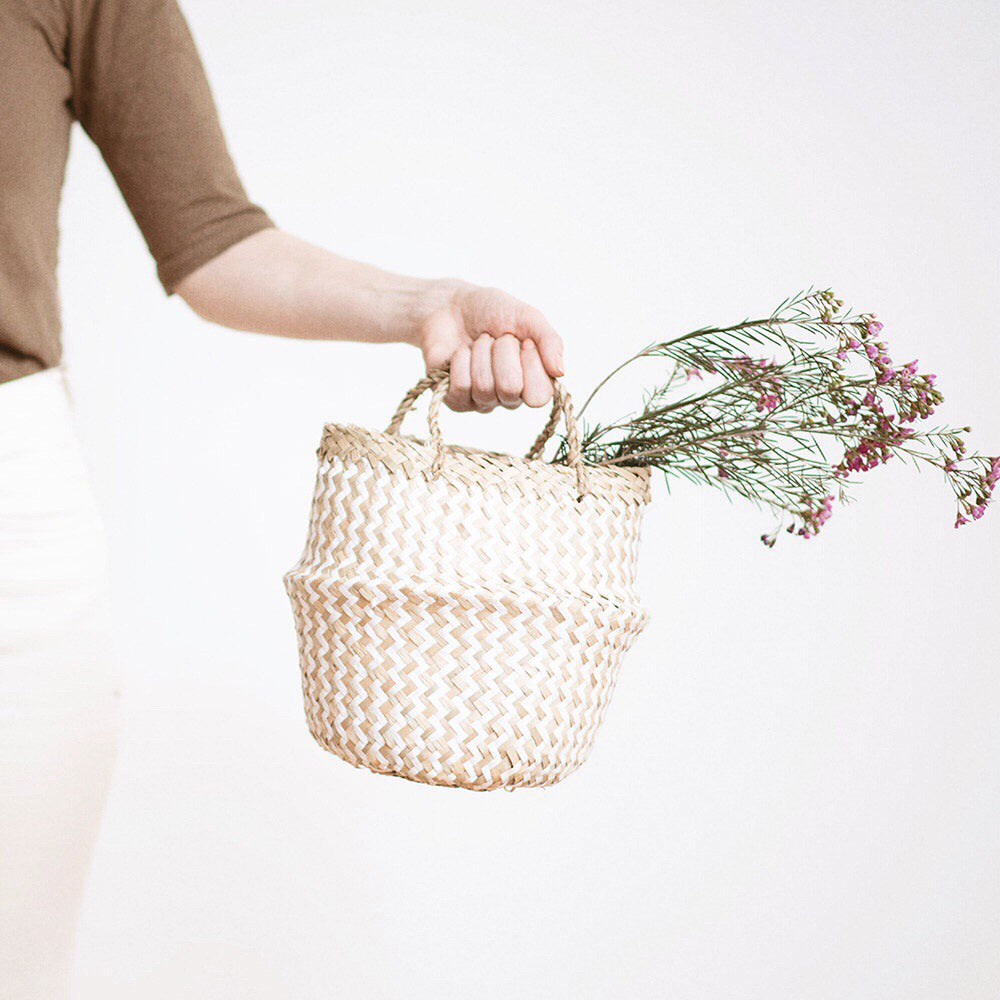 Mini Belly Basket - White Zigzag