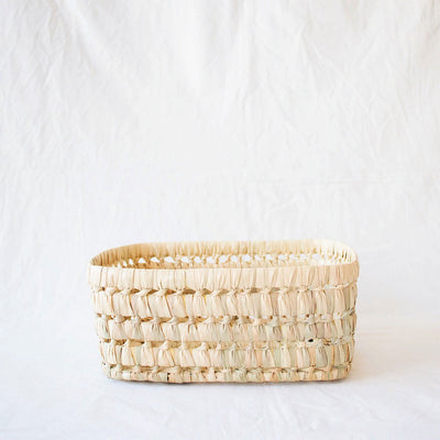 Open Weave Palm Leaf Table Basket