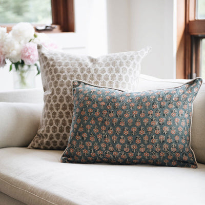 Linen Hand Block-Printed Pillow Cover No. 0270