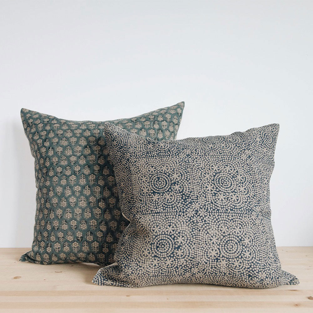 Linen Hand Block-Printed Pillow Cover No. 0269