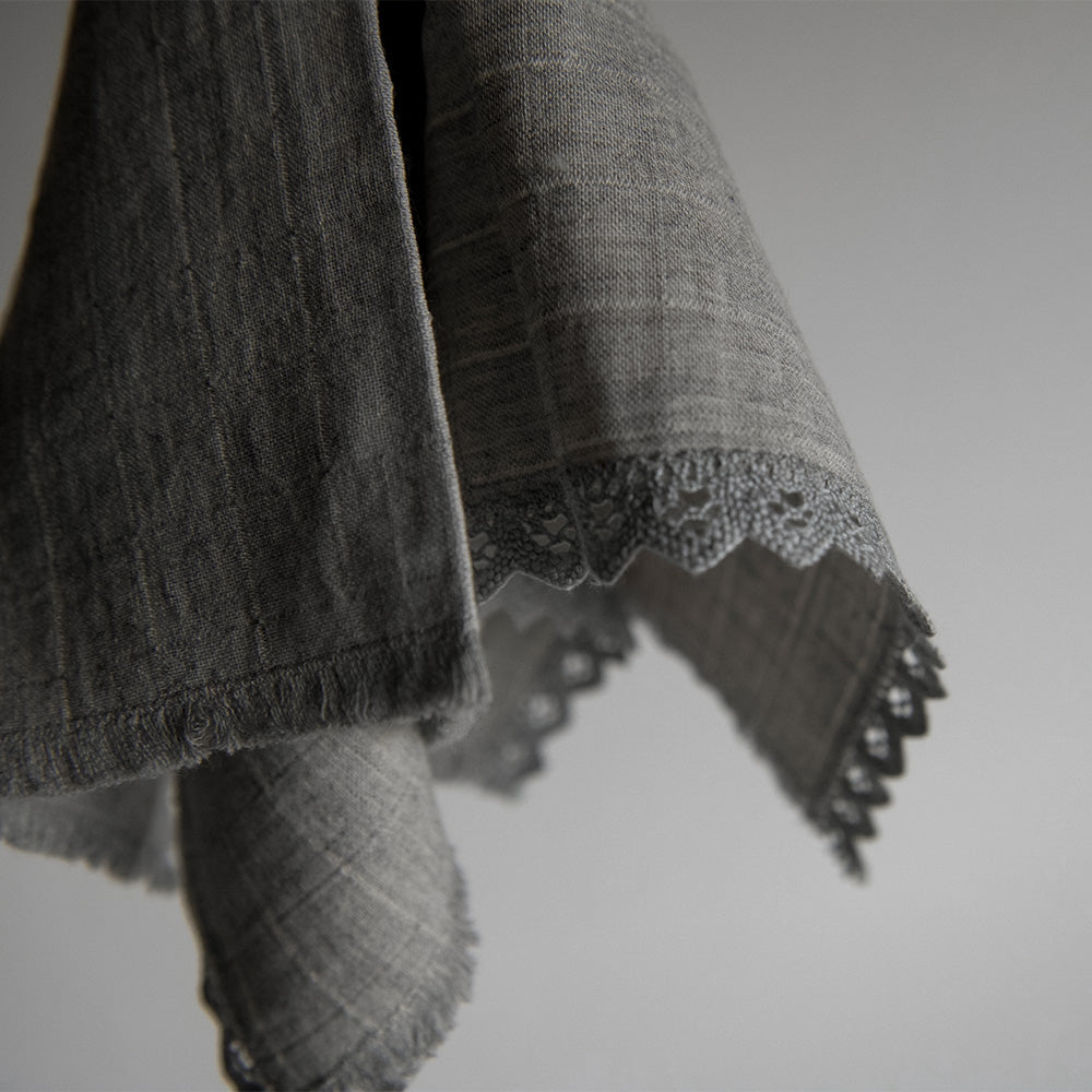 Pointelle Lace Table Textiles - Grey