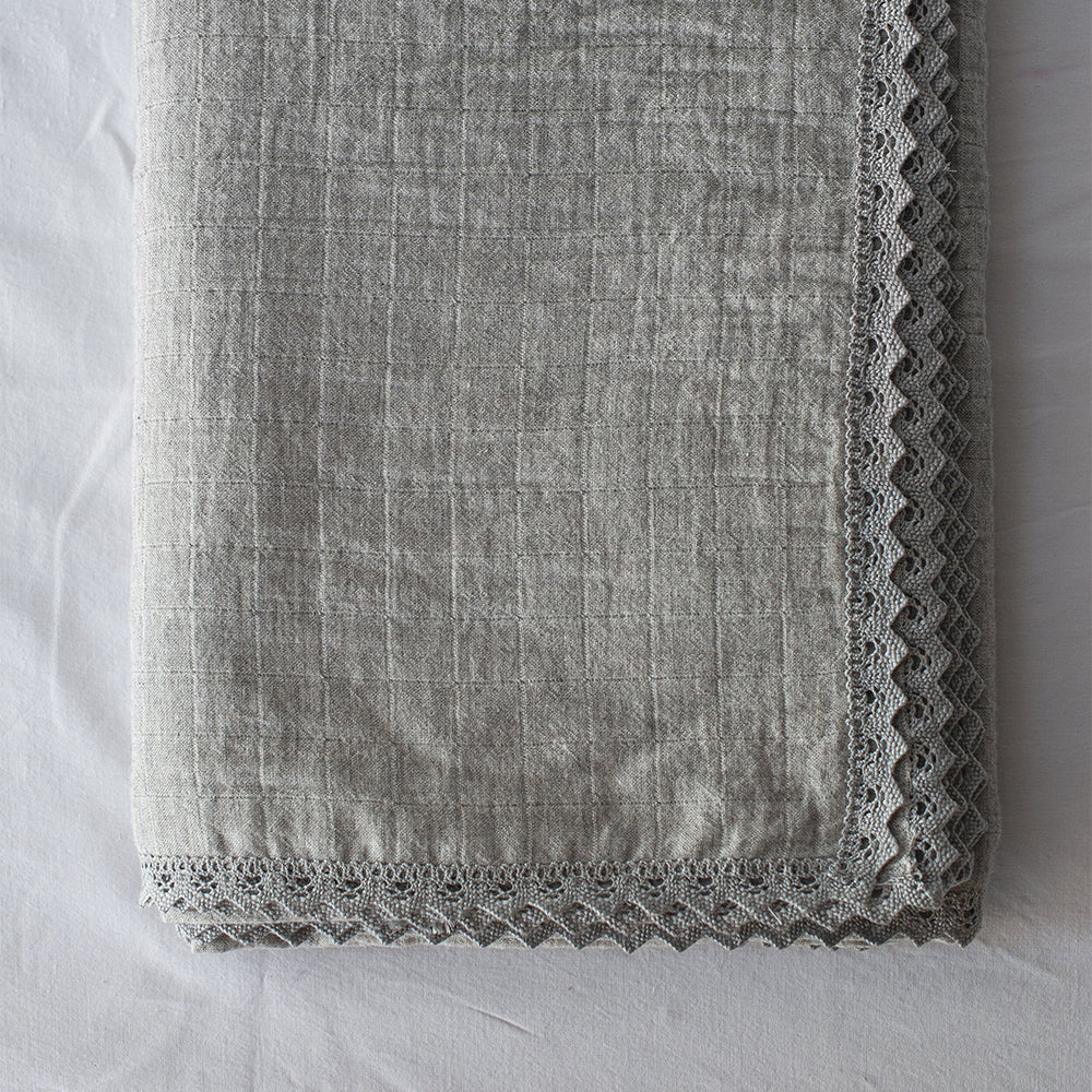 Pointelle Lace Table Textiles - Grey