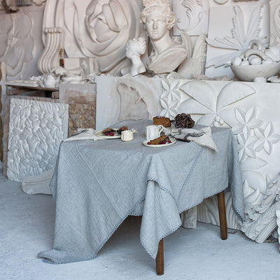 Pointelle Lace Table Textiles - Grey