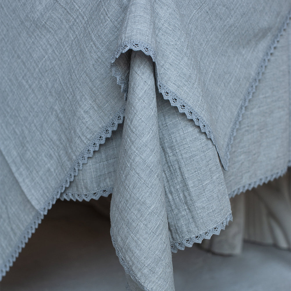 Pointelle Lace Table Textiles - Grey